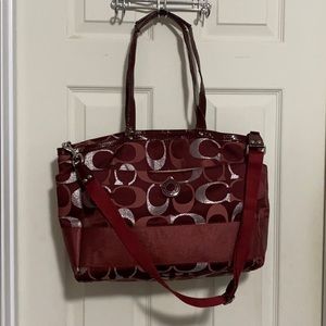 Red coach diaper bag